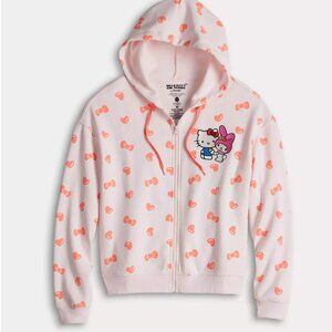 Juniors' Hello Kitty Hearts Zip Up Hoodie new with tags